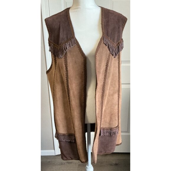 Vintage Lane Bryant Fringe Leather Front‎ Vest XL Festival Western - Picture 4 of 11